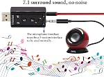 Hi-Speed USB 2.0 7.1-Channel Virtual USB 3D Stereo Audio Adapter External Sound Card with 3.5 mm Audio and Microphone Ports, Internal Amplifier and Volume Controls