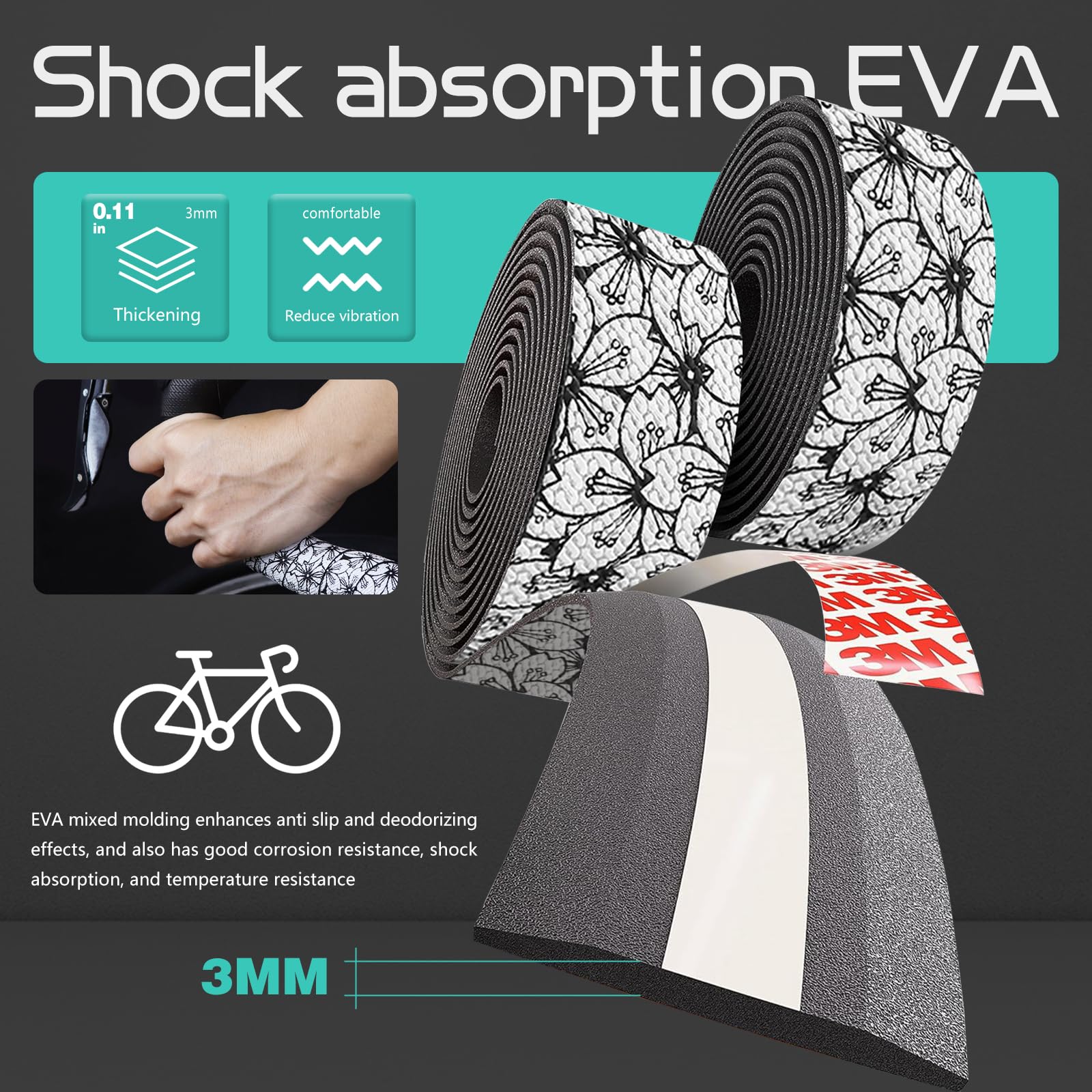 Ruban de guidon de vélo de route confortable et rembourré avec option