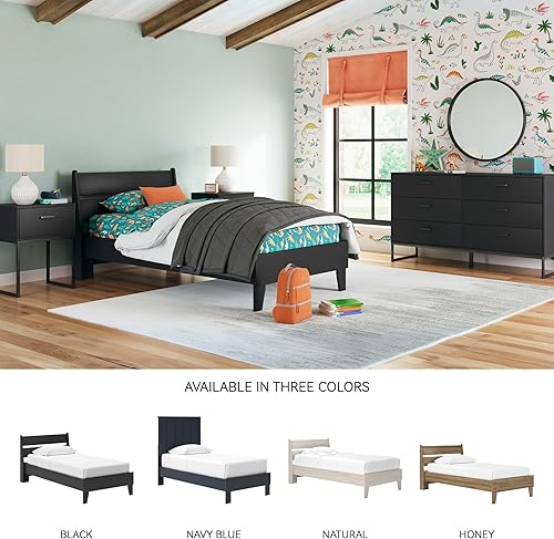 Miniatura 6 de Signature Design by Ashley Socalle - Cama casual de plataforma de doble panel, no necesita base o somier, color negro Negro,Blanco,Azul,Marrón