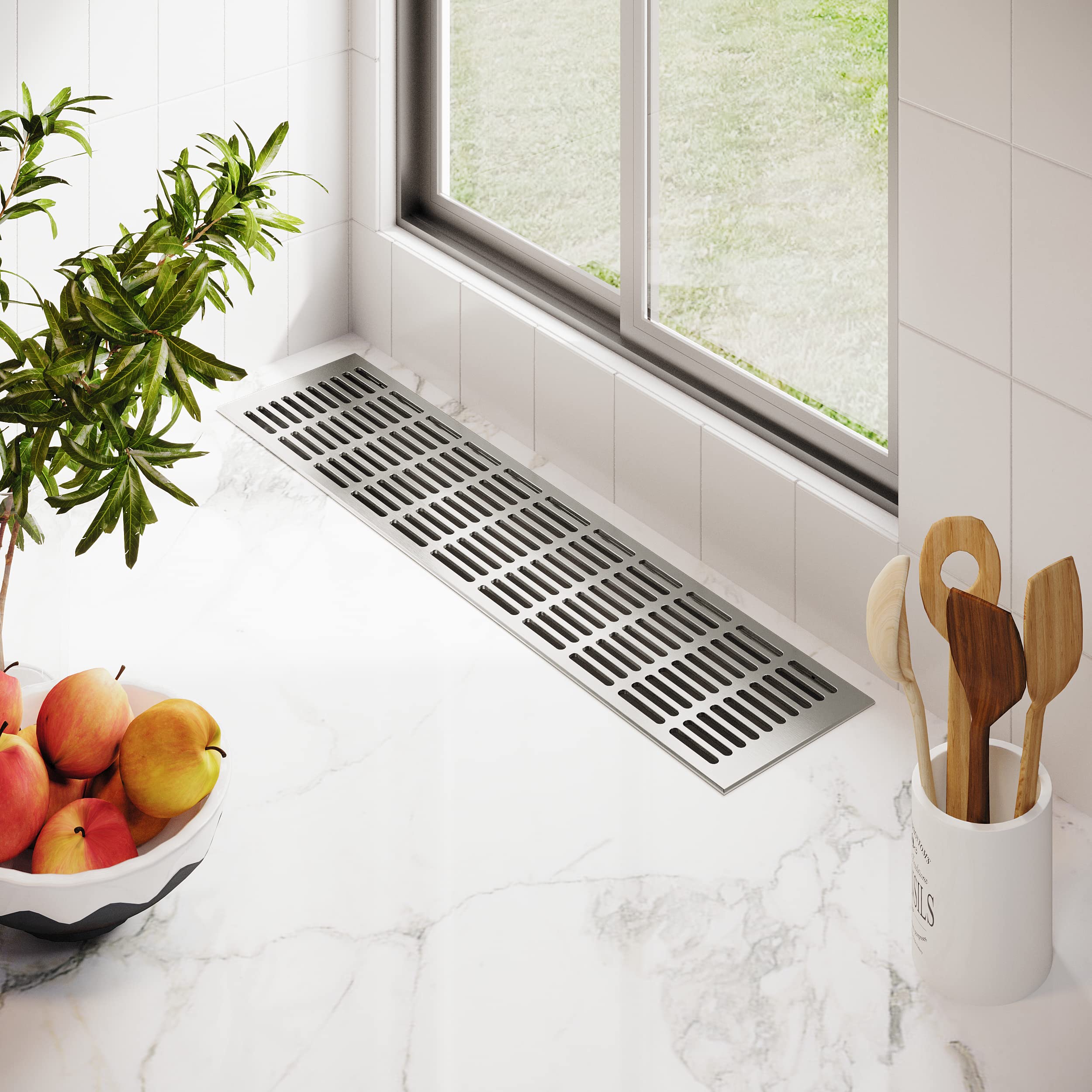 MS Beschläge ® F1 Ventilation Grille Plate Heating Cover 130 mm x 200 mm Various Colours (Silver Anodised - Image 2