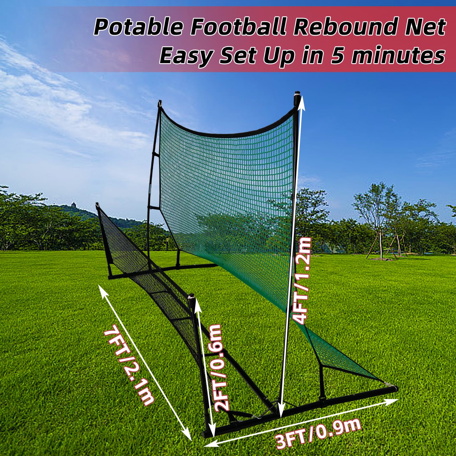 Kickbac 210 x 90 cm, 2 in 1, porta da calcio per bambini, per allenamento di squadra o calcio da solista