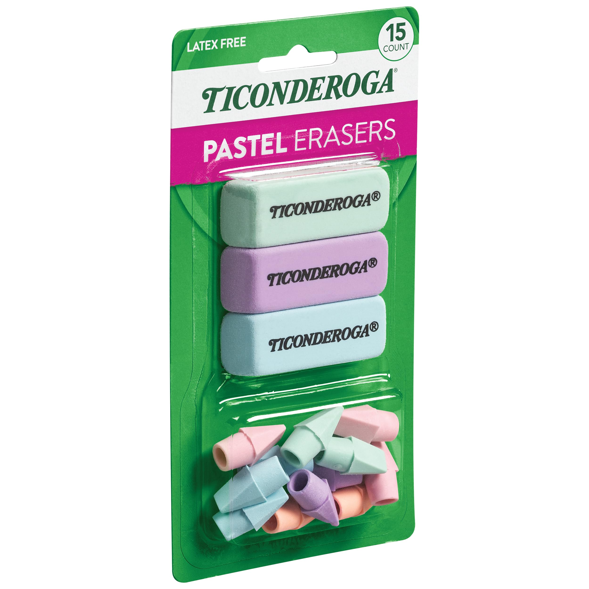 Ticonderoga Verschiedene Radiergummis, Pastellfarben, 15 Stück