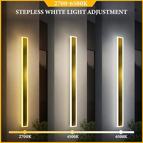 Miniatura 3 de Paquete de 2 lámparas de pared modernas para exteriores de 40 pulgadas, luces de montaje en pared de garaje al aire libre, luz LED RGB moderna de