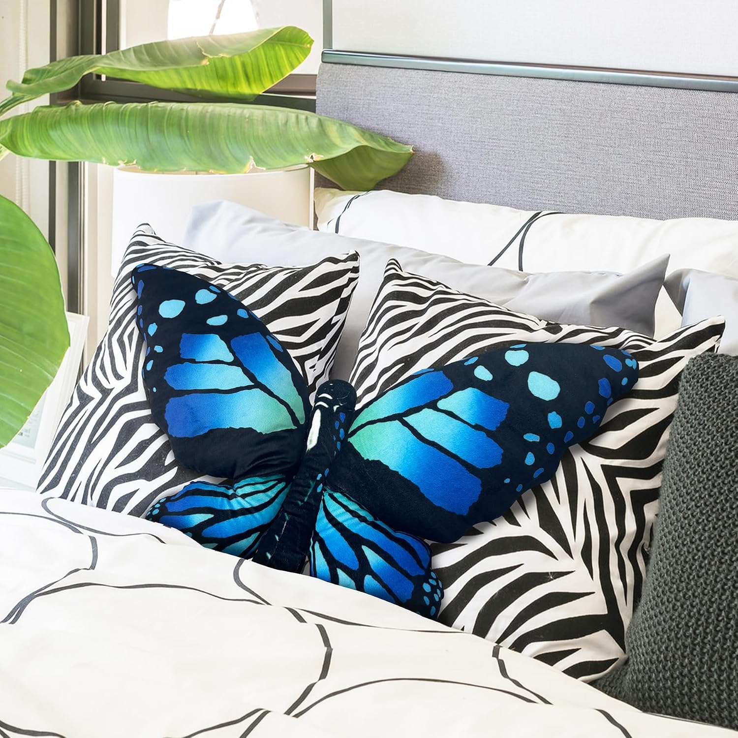 Kobataro Butterfly Decorations Pillow Decorative Throw-Pillow Stuffed Animal Plush Gifts for Women Decor for Room Home Garden 24.4" x 16.5"