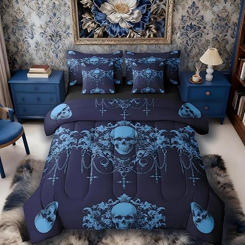 Erosebridal Gothic Comforter Set 7 Piece Bed in a Bag Twin,G