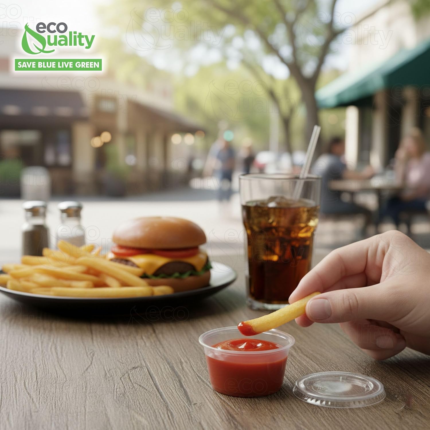 EcoQuality 2 oz Clear Portion Cups with Lids – Disposable Small Plastic Cups for Sauces, Dressings, Condiments, Snacks, Meal Prep, Food Storage, Parties, and Catering (144)
