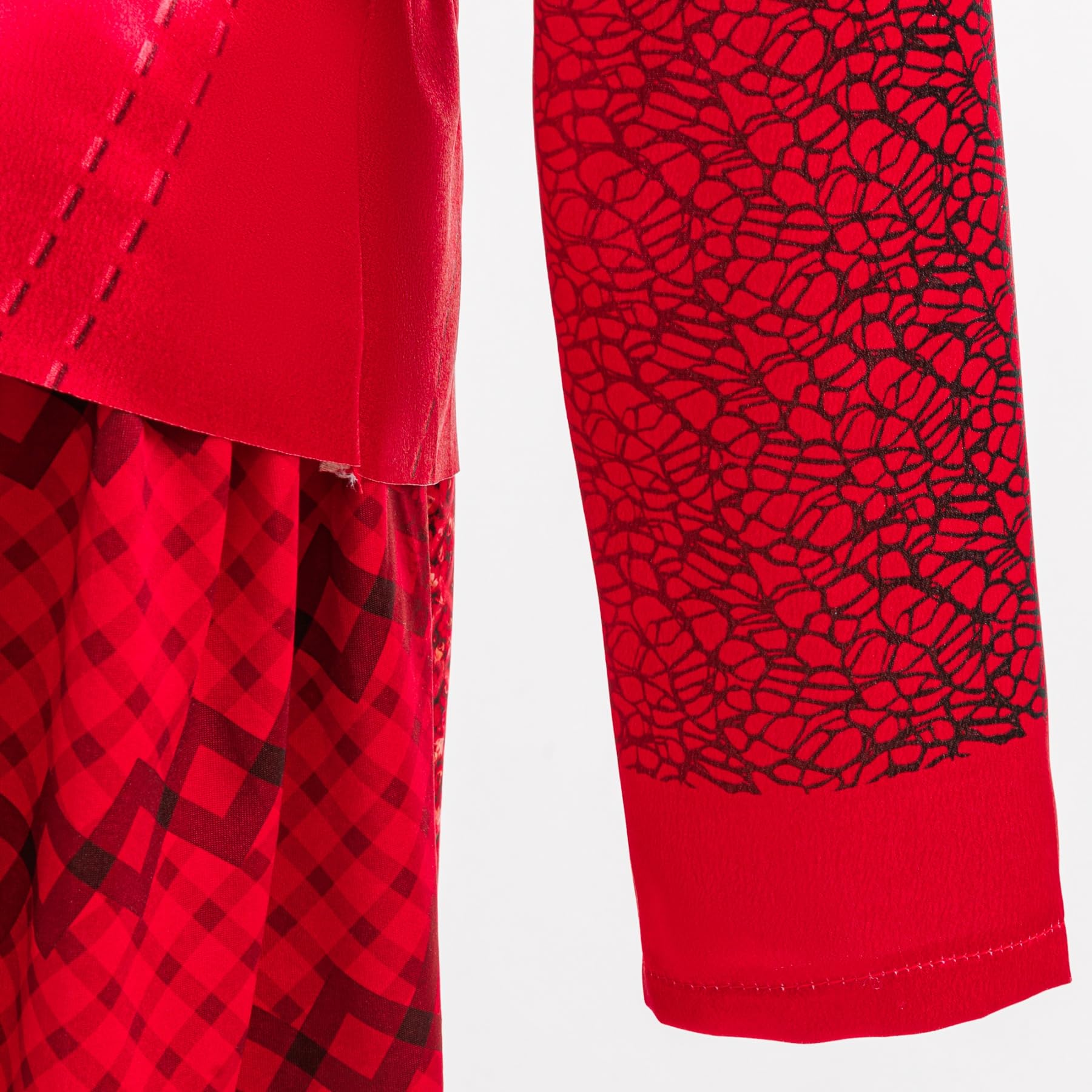 Niña Red Disfraz Cosplay Wonderland Red Estampado 4 Piezas Set Chaqueta‌ Vestido Pantalones Cadena para Carnaval Halloween Fiesta Mascarada Juego de rol Disfraz Rojo 100-150
