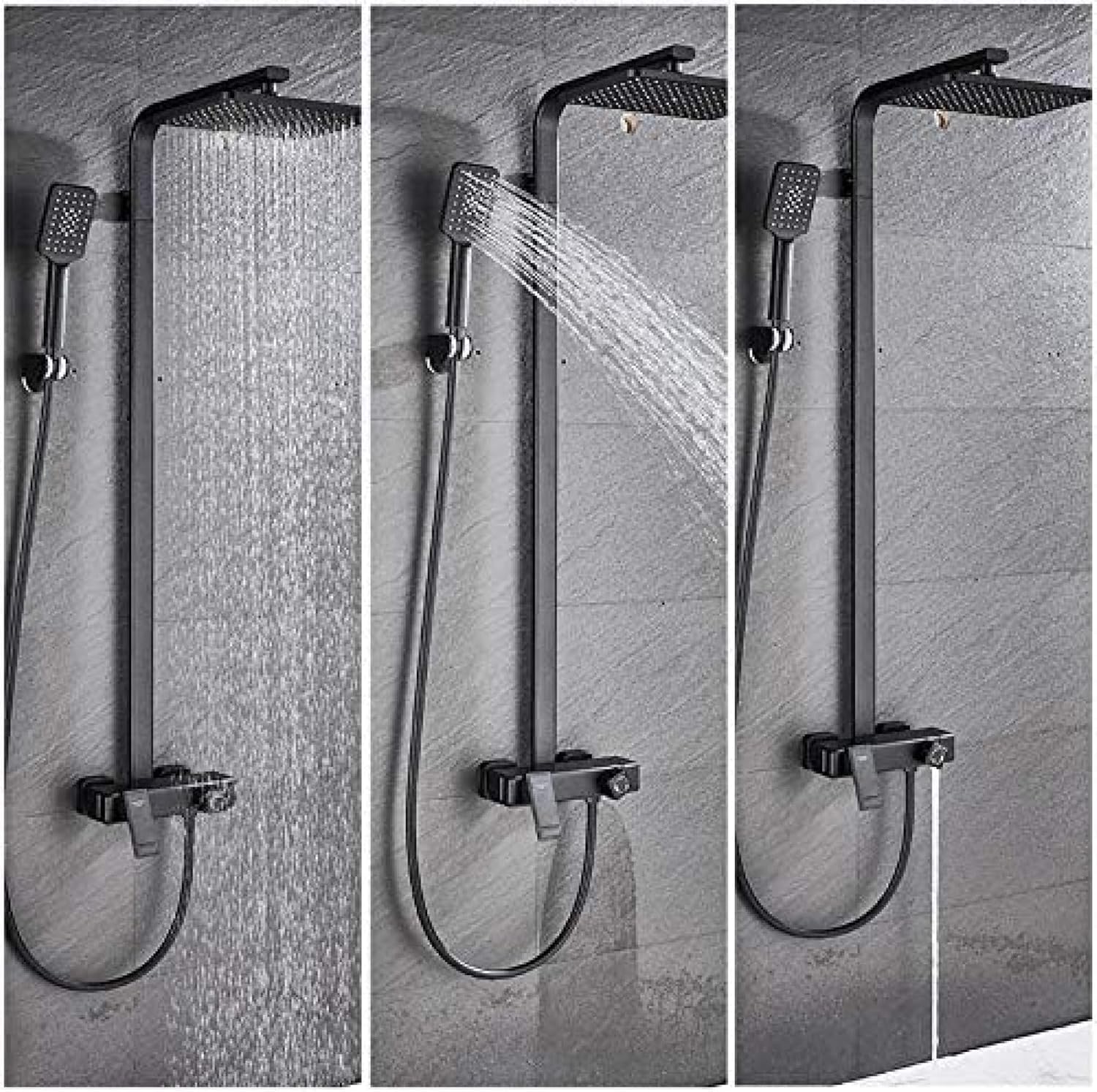 Black Shower Faucet Sets Wall Mounted Shower Suit Bath Shower Kits Rainfall Shower Head Brass Mixer Valve Handshower
