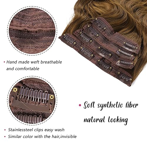 Miniatura 2 de Extensiones de cabello con clip, 4 piezas de 20 pulgadas, de fibra sintética negra, largas, rectas y gruesas, para mujer