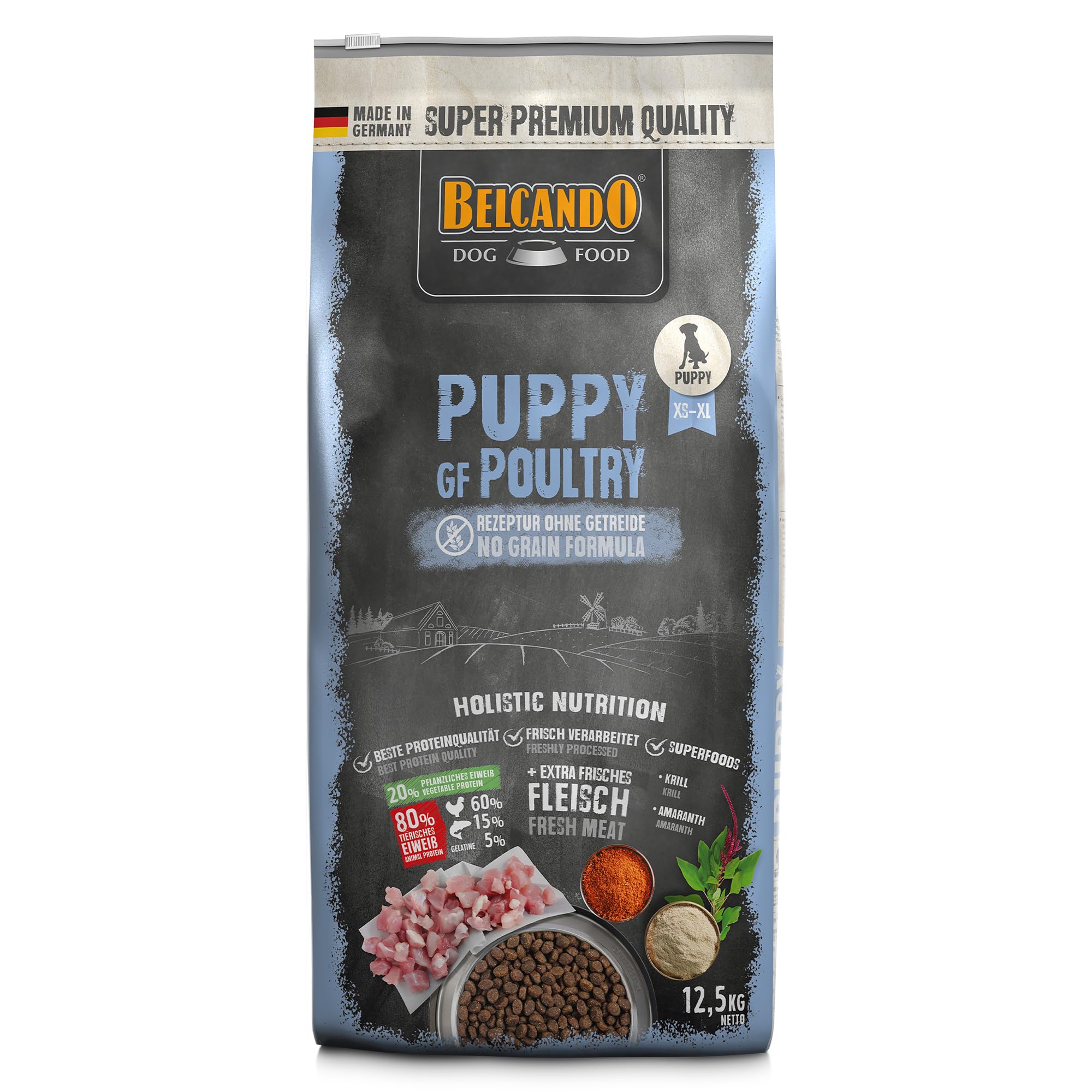 BELCANDO Puppy GF Poultry [12,5 kg] getreidefreies Welpenfutter | Welpenfutter ohne Getreide | Alleinfuttermittel für Welpen bis 4 Monate
