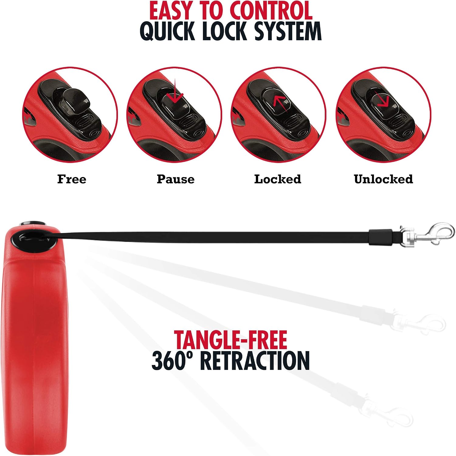 Tuff Pupper Heavy Duty Retractable Dog Leash | 16 ft Dog Leash with Reflective Stitching for Nighttime Safety | One Button Lock and Release | Comfortable Hand Grip | for Dogs Up to 120 lbs image 5