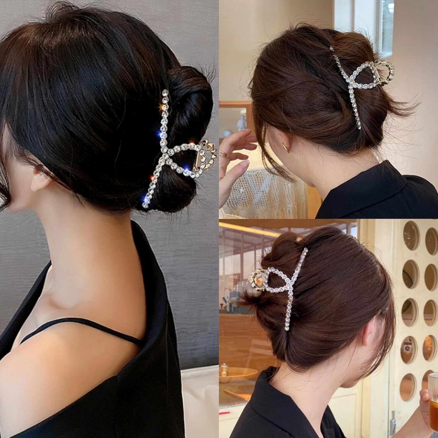 Rhinestone Hair Claw Clips, Vintage Opal Gold Metal Hair Jaw Clip for Women, Non Slip Hair Clamp for Long, Thick Hair Fashion Wedding Party Accessories Elegant Hair Barrettes Decorations for Ladies - Image 3