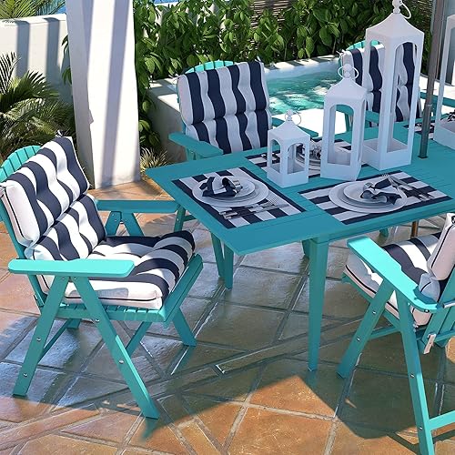 Miniatura 6 de LVTXIII Paquete de 2 cojines de respaldo alto para exteriores con lazos, cojines de repuesto para decoración de muebles de exterior (44 pulgadas de