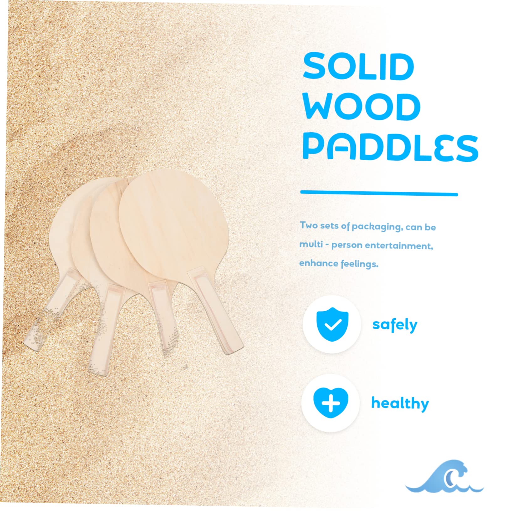 GANAZONO Set Racchette Badminton da Spiaggia 4 Pezzi in Legno Marrone