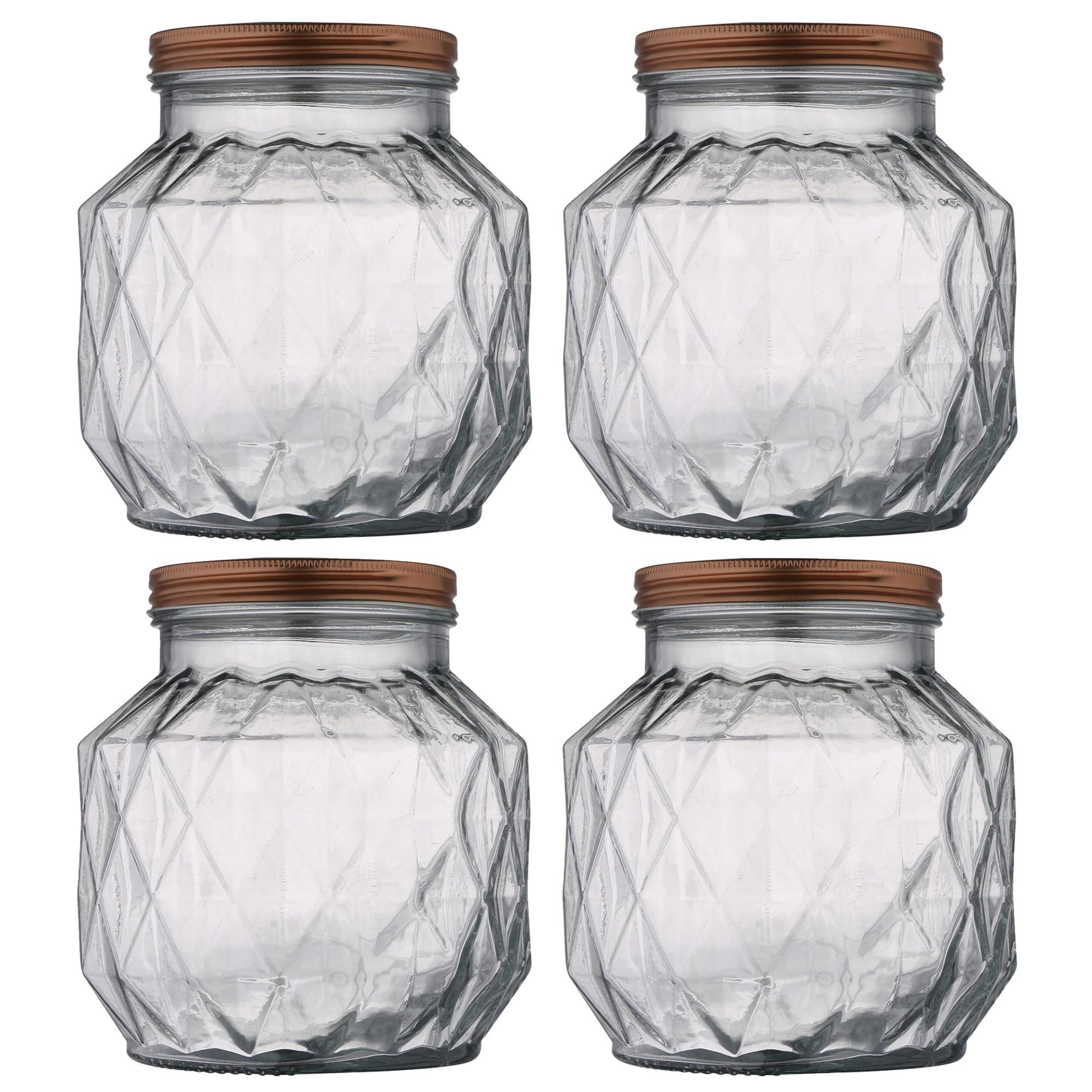 WELL HOME MOBILIARIO & DECORACIÓN Bote de Vidrio 2,2 L – Recipiente de Almacenaje para Cocina con Tapa, Ideal para Pasta, Cereales y Alimentos Secos - 4 unidades