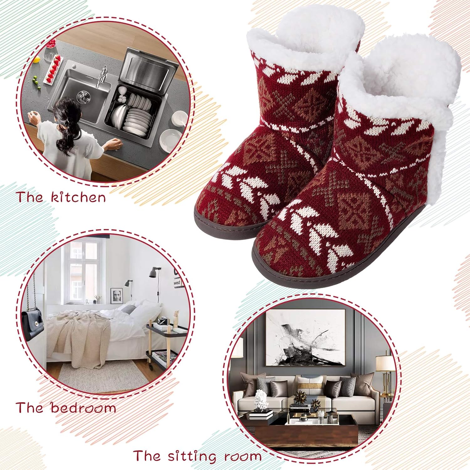 MIXIN Women Comfort Warm Fluffy Faux Fur Slipper Boots Soft Memory Foam Ankle Booties House Pull on Shoes Anti-Slip Sole Indoor Outdoor - Image 6