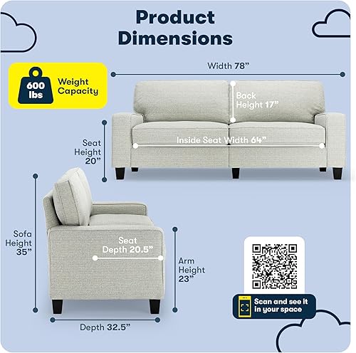 Miniatura 51 de Serta Palisades Sofás Tapizados para Sala, Sofá de Diseño Moderno, Tela, gris (Glacial Gray) gris (Glacial Gray),Beige,Marrón,Alforfón Beige,Marrón