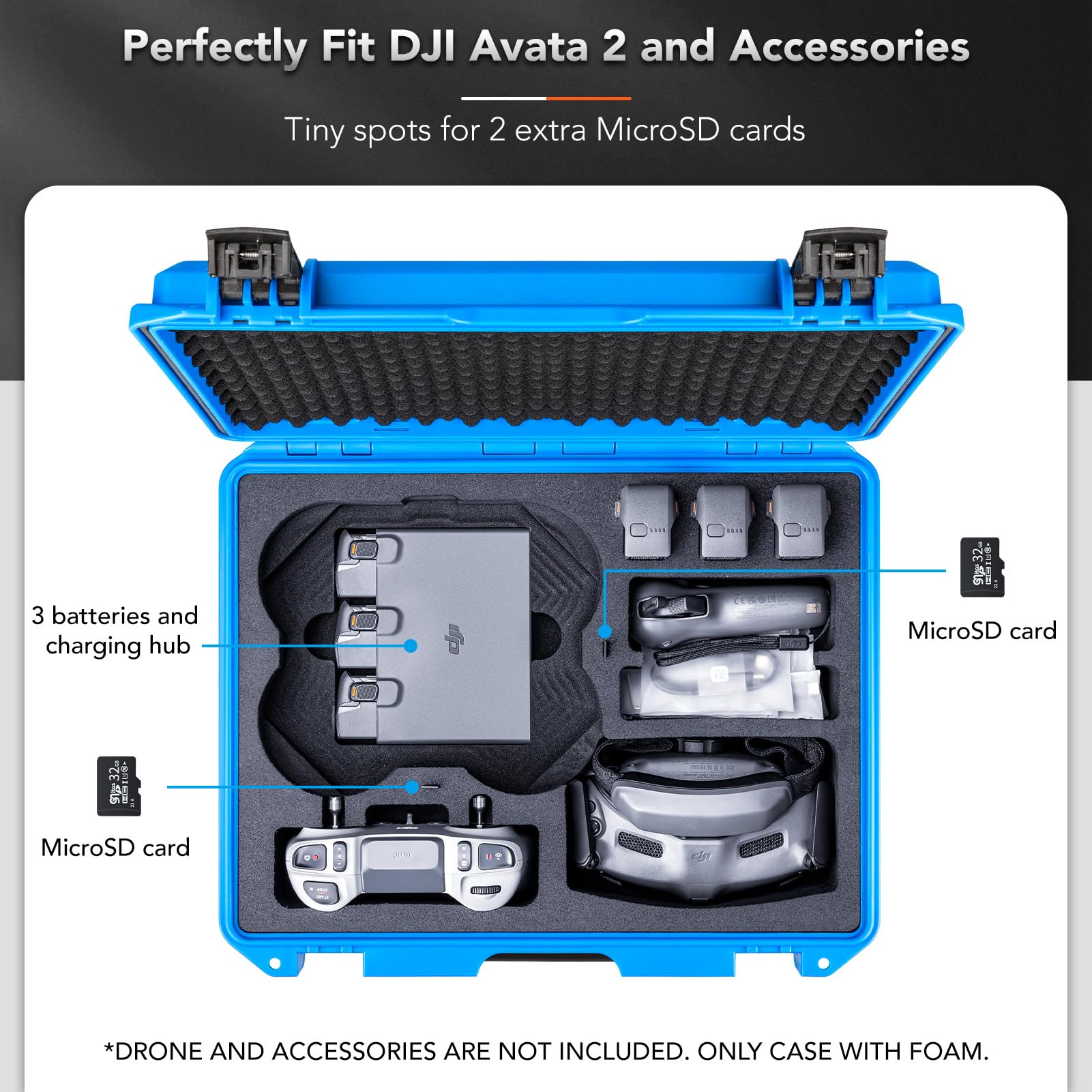 Lykus Titan AT200 Mallette Valise Sac Case pour DJI Avata 2,Goggles 3,RC Motion 3 et FPV télécommande 3, Prend en Charge jusqu'à 7 Batteries [Valise Uniquement]