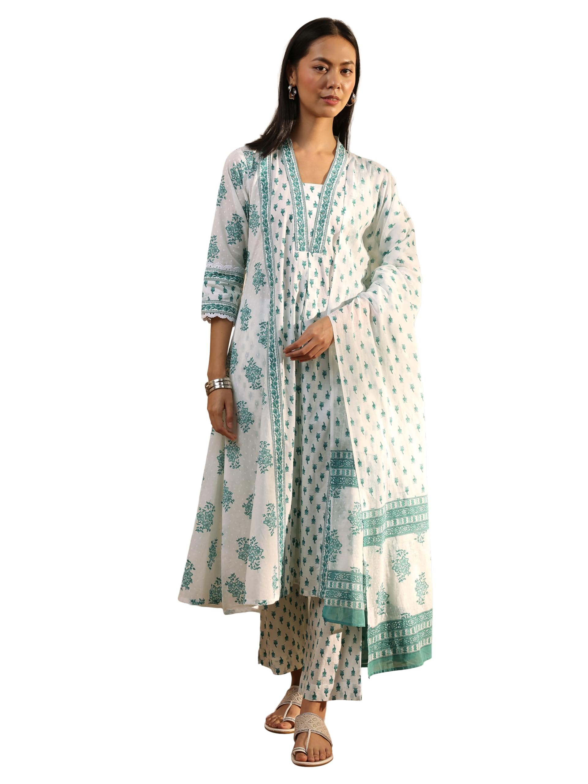 libas Printed Cotton A Line Kurta With Trouser and Dupatta | daily wear suit-picture-21