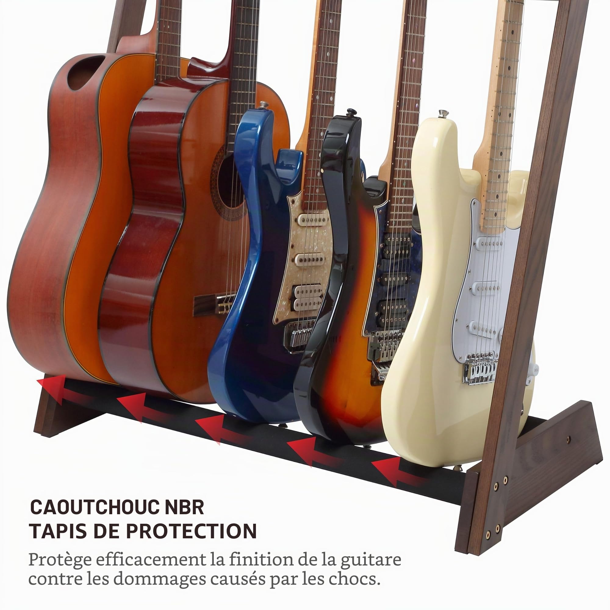 Nefelibata Support de guitare multifonction 5 supports en bois pour guitares et étuis, guitares électriques, guitares acoustiques, basses, violoncelles – Frêne allemand