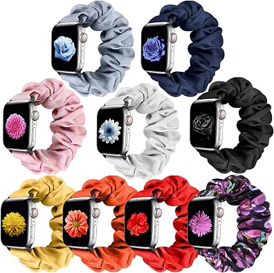 Compatible with Apple Watch Band Scrunchie 38mm 40mm 41mm 42mm 44mm 45mm 46mm 49mm, Elastic Pattern Printed Fabric Straps Women for iWatch Series 11/10/9/8/7/6/5/4/3/2/1/SE/Ultra 3 2 1