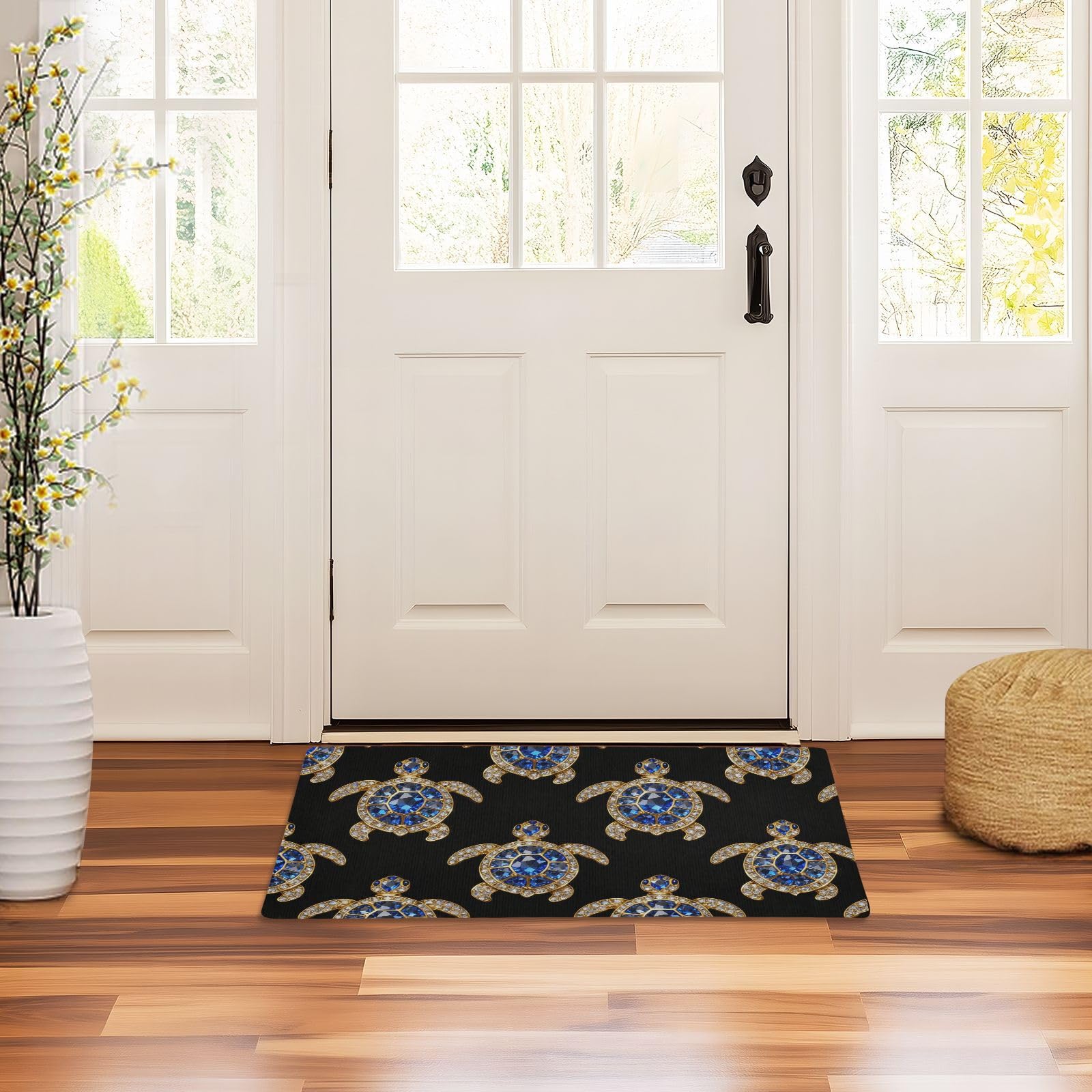 Paillasson d'intérieur absorbant 81x51cm noir et strass tapis d'entrée antidérapant pour porche