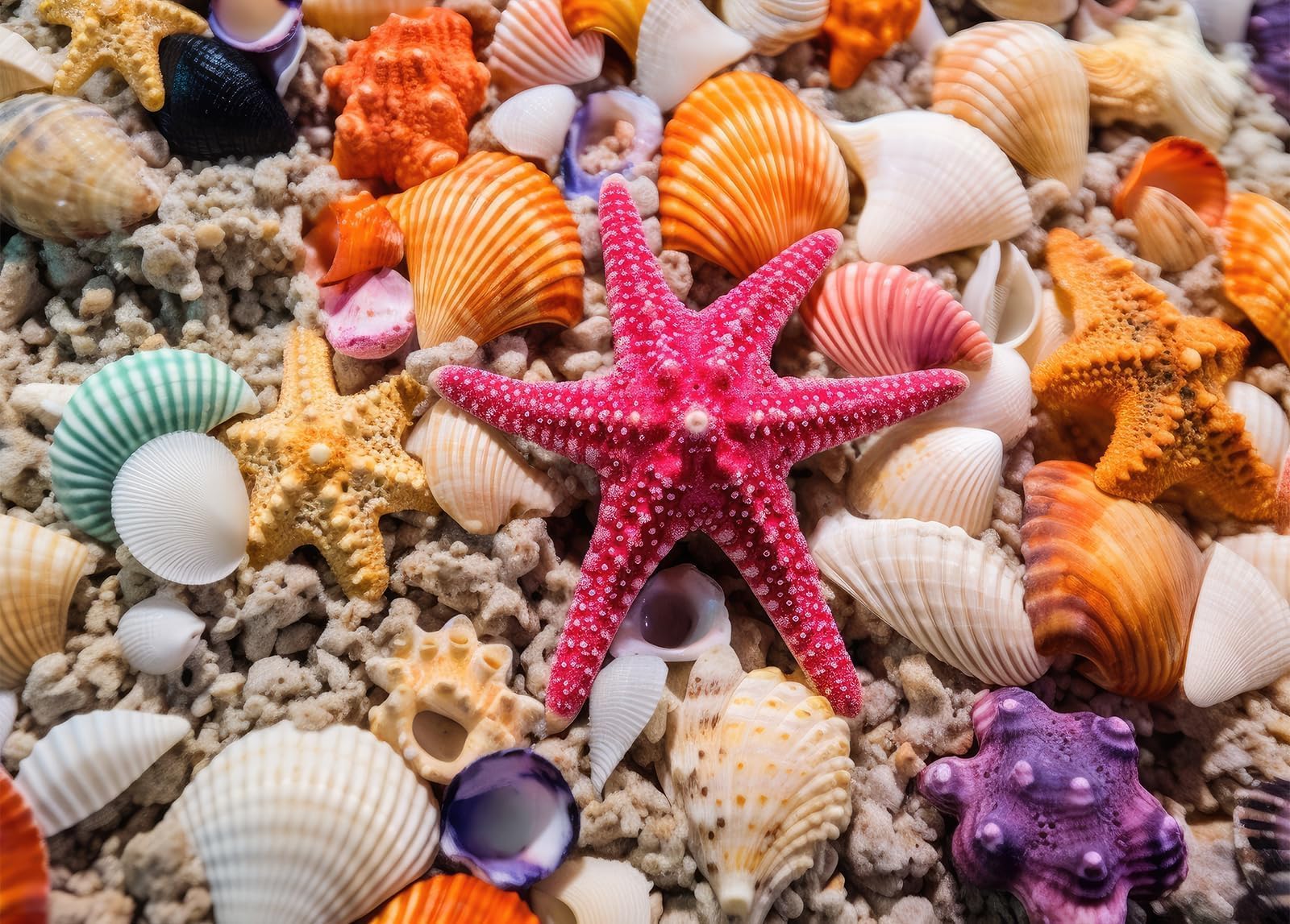 HUADADA Jigsaw Puzzles for Adults 1000 Pieces, Beach Shells Interlock Perfectly Letter on Back No Dust, Home Decor Birthday Party Gift Toy for Men Women Olders Seniors (27.5"x19.6"), 1:1 Poster