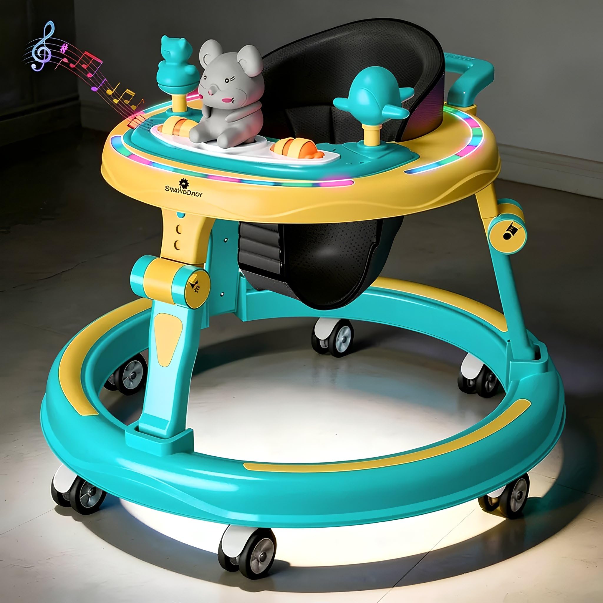 Baby Walkers for 6-24 Month Baby Boy Girl /360°Walker for Kids with 7 Level Height Adjustment/Walker for Baby with Switchable Food & Musical Toy Tray.