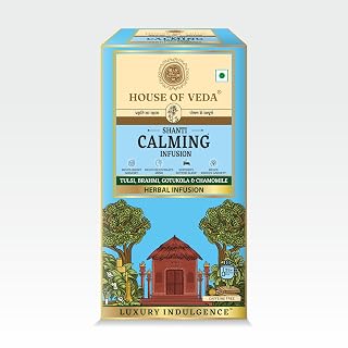 HOUSE OF VEDA Organic Calming Infusion | Promotes Better Sleep, Relaxation & Stress Relief, 25 Tea Bag