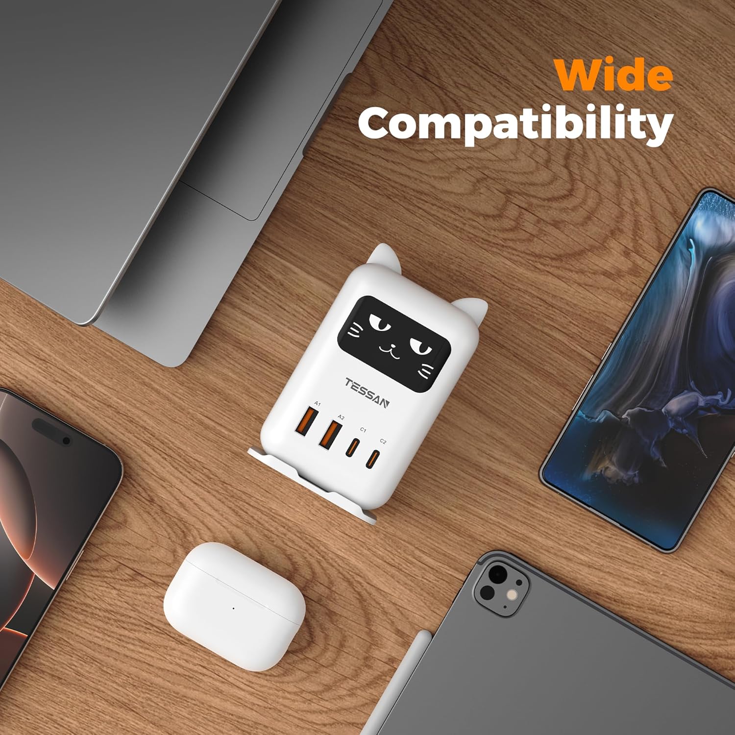 USB C Charger Block PD 65W, TESSAN Charging Station for Multiple Devices, Desktop Tower Charger with 4 USB Ports for iPhone 17/16/15, MacBook, Tablet, Office Home Dormroom - Image 5