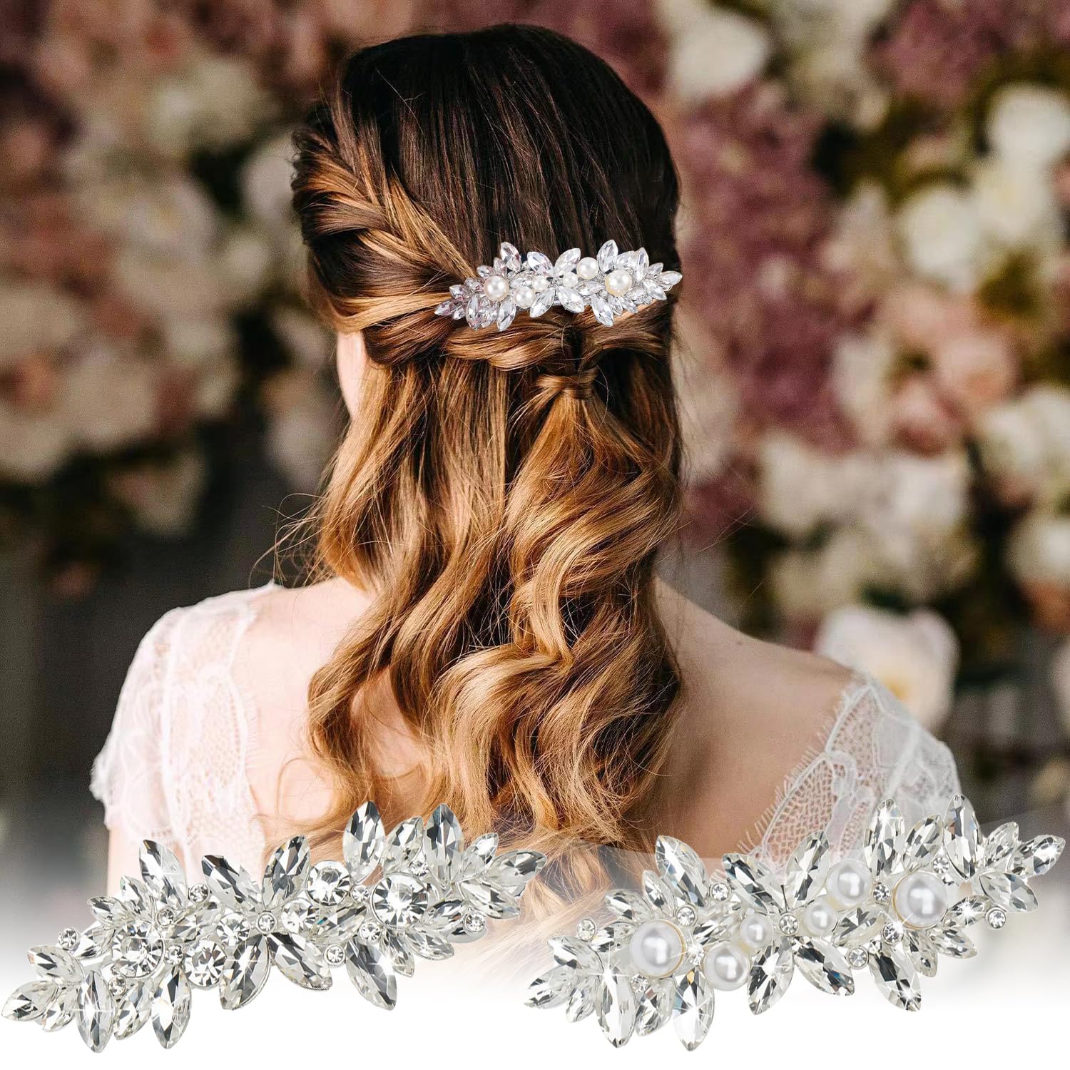 TRKETK 3 Pcs Rhinestone Hair Clips - Image 4