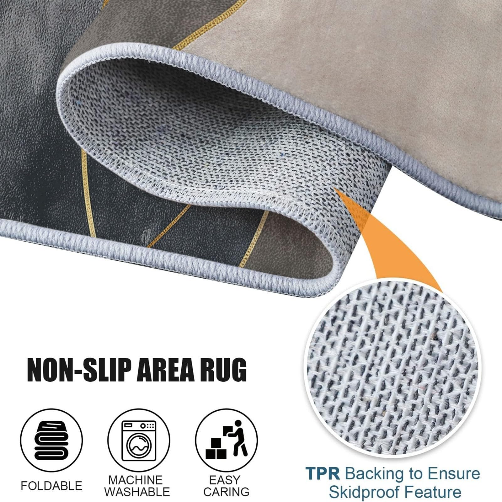 Tapis de Salon Gris Clair Motif Cercles 140 x 200 cm Poil Court