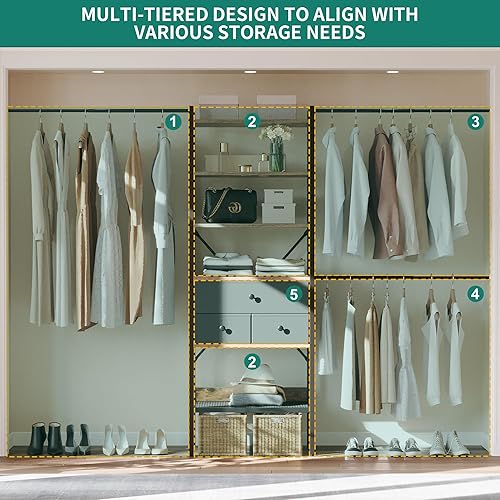 Miniatura 6 de YITAHOME Sistema modular de armario con cajones y perchero  Organizador de armario ajustable, marco de acero duradero, diseño eficiente de espacio