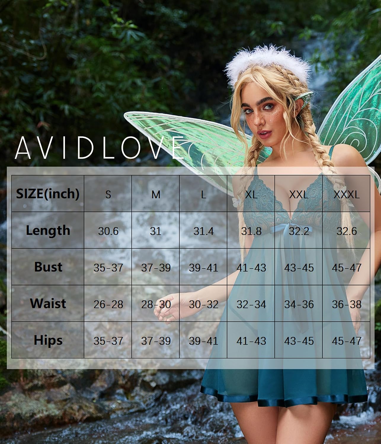 Avidlove Women's Lingerie Lace Babydoll Strap Chemise Mesh Sleepwear V-Neck Sexy Nighty