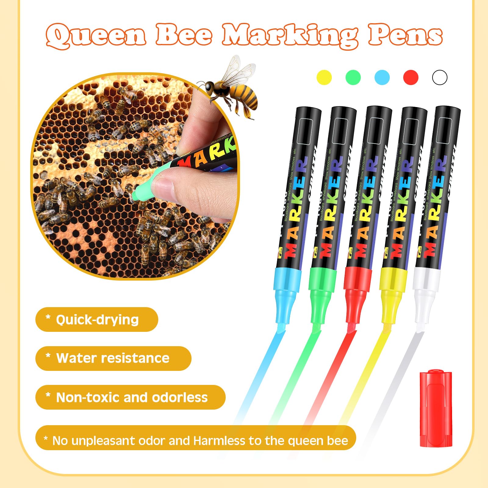Snapklik.com : 9 Pieces Queen Bee Marking Kit Including 5 Color Queen ...