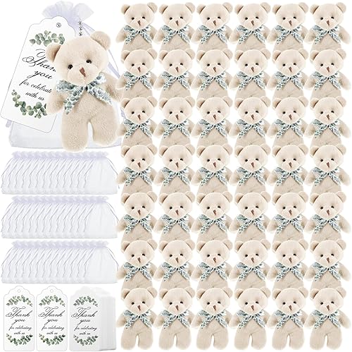 Miniatura 6 de Juego de 50 juegos de osos pequeños para baby shower, osos de peluche pequeños a granel de 4.72 pulgadas, mini animales de peluche pequeños con