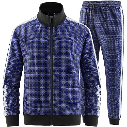 Men's Track Suits 2 Piece Stand-up Collar Long Sleeve with Double Side Pockets Jacket and Sweatpants