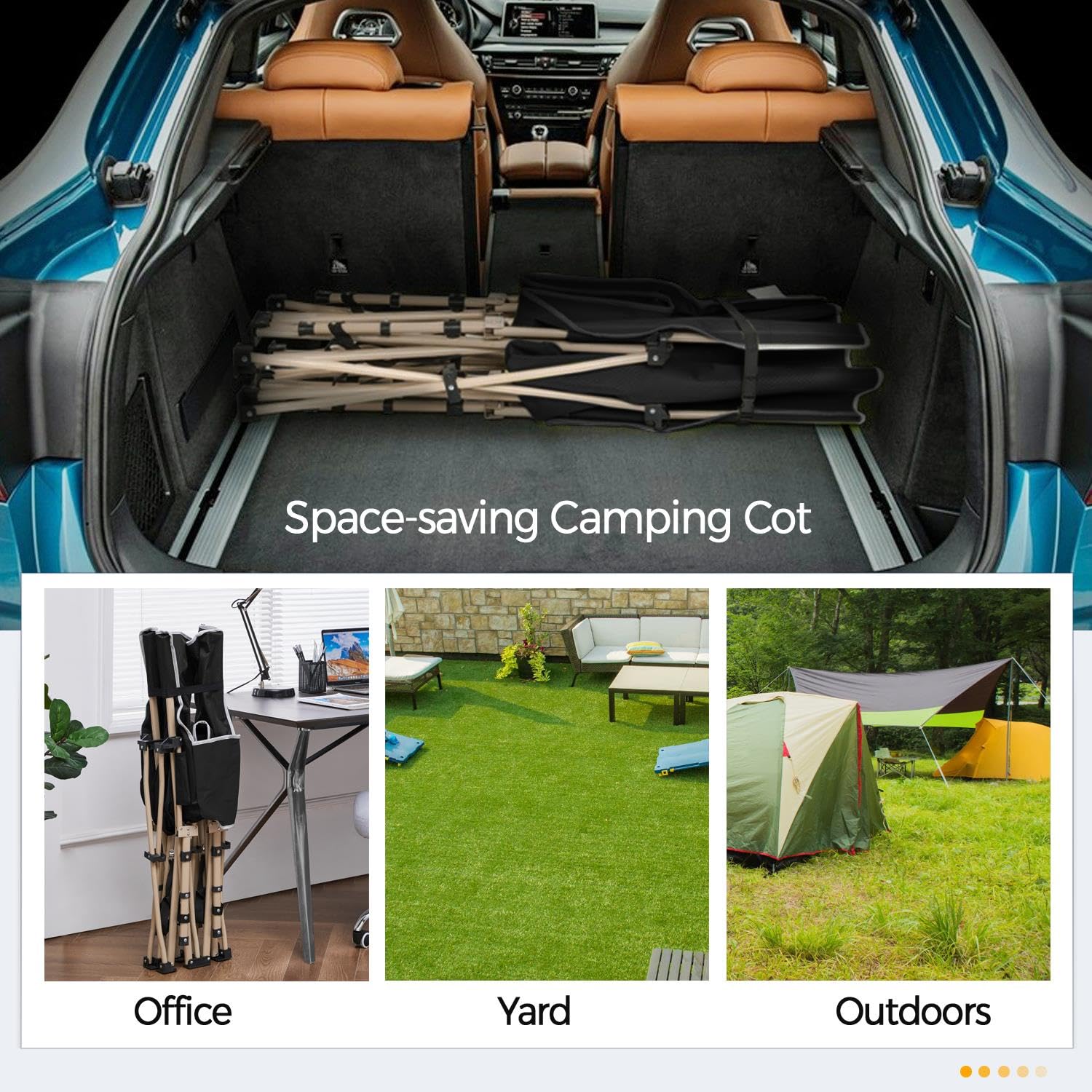 Yaheetech Feldbett Gästebett Campingbett Camping Reisen Bett klappbar bis 150kg belastbar mit Transporttasche 186 x 66 x 52 cm, Schwarz