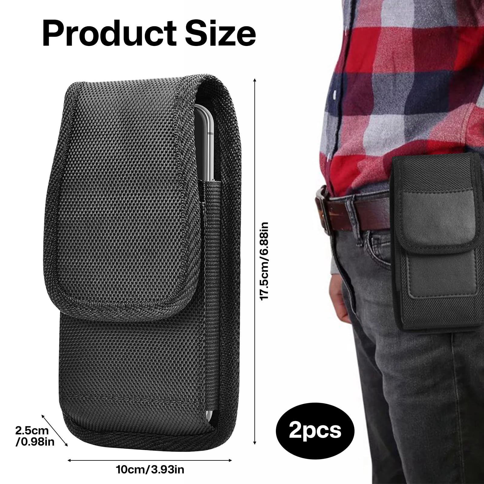 2 sztuki Etui na telefon XXL, Wytrzymała ochronna torebka na telefon z klamrą, portfel z uchwytem na karty ID do iPhone 15 14 13 12 11 FE Plus Ultra Mini Lite Pro Max