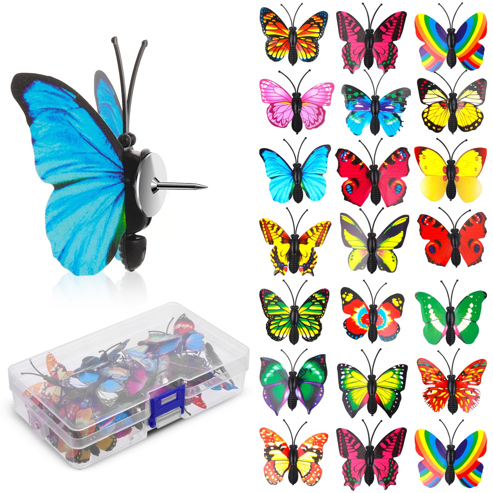 Photo 1 of Macuezu Butterfly Push Pins, 40 Count, Multicolor