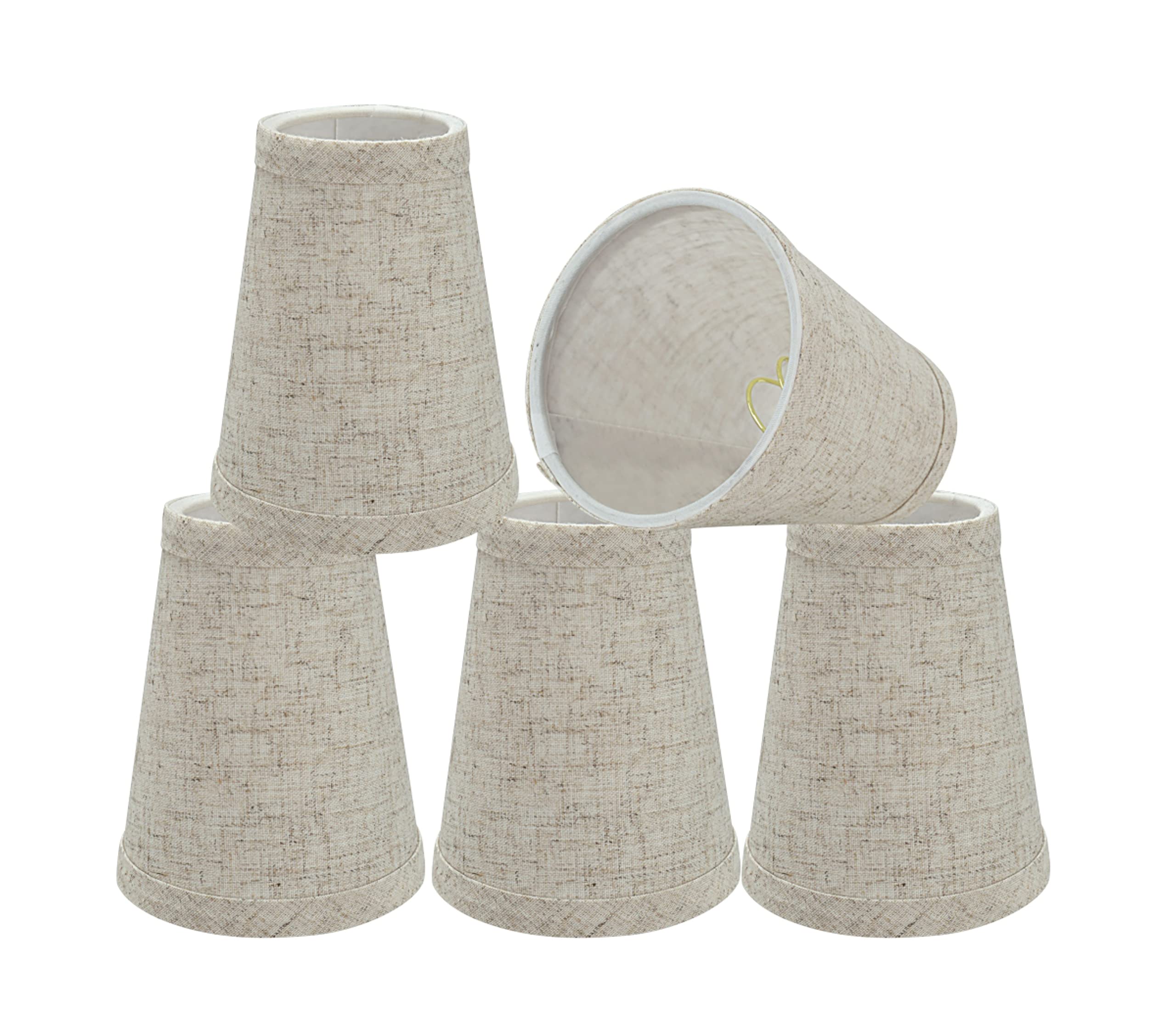 Aspen Creative 32658-5 Small Hardback Empire Shape Chandelier Set (5 Pack), Transitional Design in Beige, 4" Bottom Width (2 1/2" x 4" x 5") Clip ON LAMP Shade