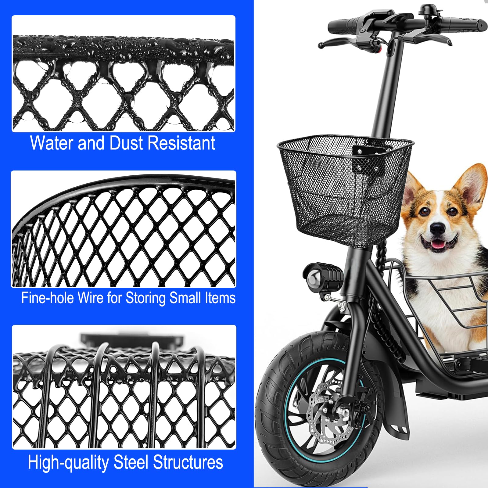 E-Scooter Fahrradkorb Abnehmbar - 23x28x18cm Großer Stauraum