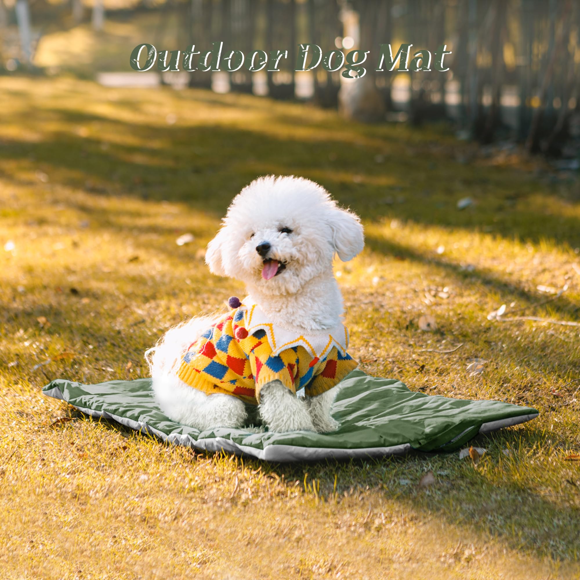 UNIKOME Cuccia Cane Grande per Interno e Esterno, Cuscino Cane Impermeabile, Facile da Lavare, Pieghevole, Resistente Materassino Cani/Gatto/Pet per Viaggi All'aperto (Verde+Grigio, 76x48cm)