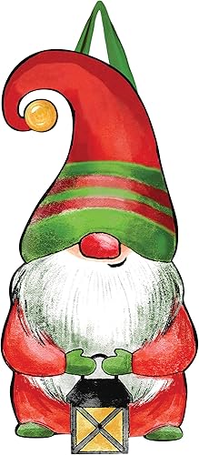 Studio M Gnomo para decoración de puerta de Navidad otoñoinvierno, letrero decorativo para puerta delantera con colgador de cinta, PVC duradero