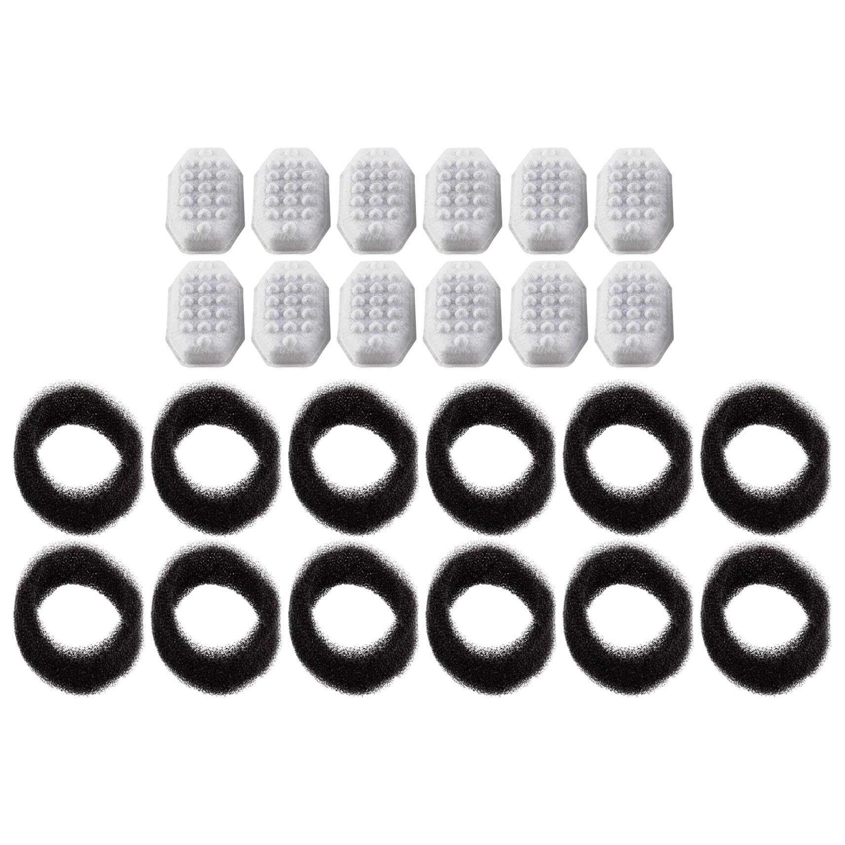 PET STANDARD Cat Water Fountain Filter Replacement & 12 Pack Replacement Pre-Filter Sponges Compatible with Rellaty and Neareal 108oz/3.2L Automatic Cat Water Fountain, Pack of 12