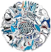 Vista 4 de 50 calcomanías de tiburón para niños, tiburón oceánico, impermeables, calcomanías de vinilo y calcomanías para bicicleta, botella de agua, laptop