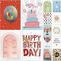 Frelimiu 14 Pack 3D Handmade Birthday Cards Bulk with Envelopes - Gold Foil Glitter Unique Designs for Women Men Friends Family