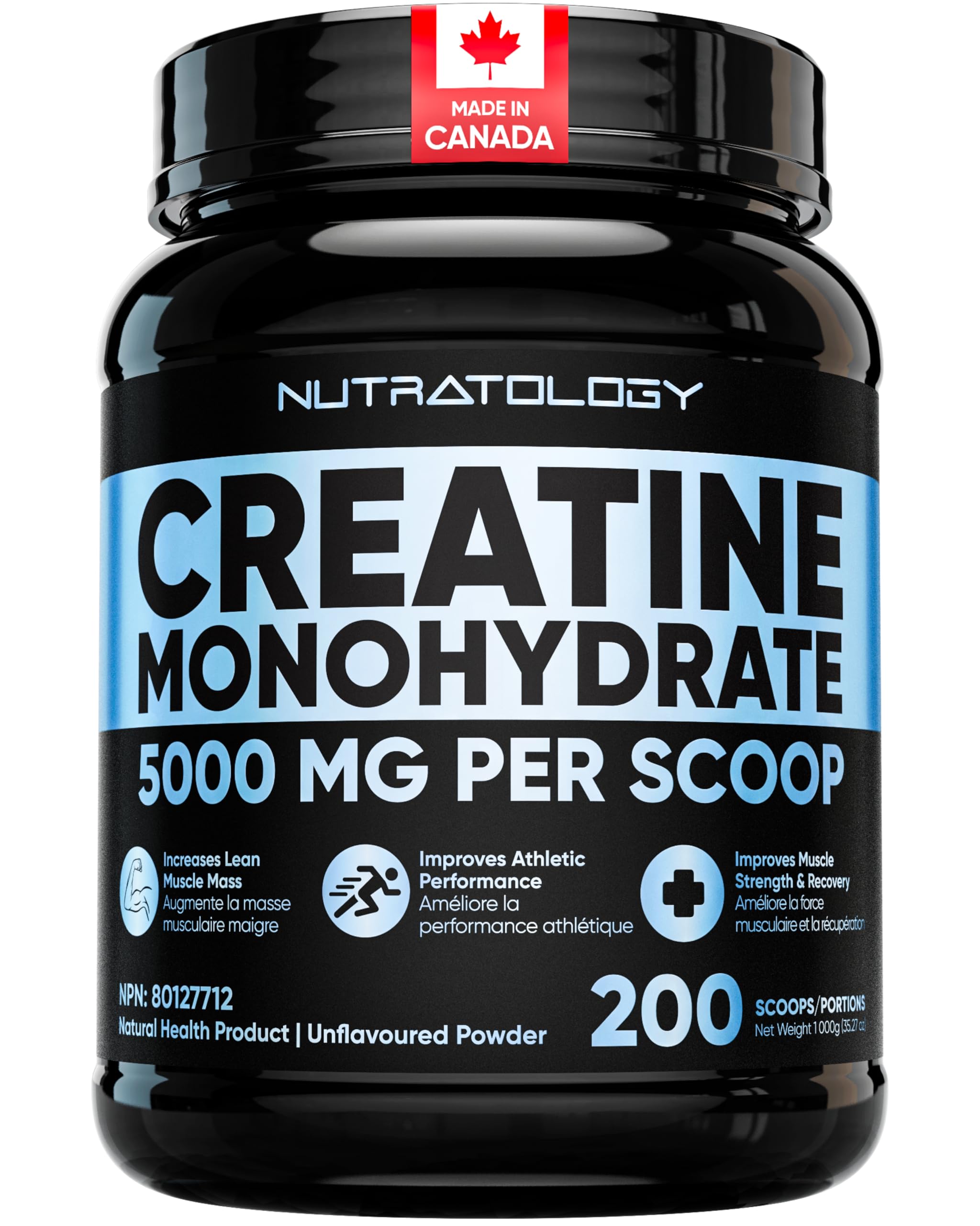 Pure Micronized Creatine Dissolves Easily | Creatine Monohydrate Powder 1000g - For Increased Muscle Growth & Performance - Supports Athletic Performance - Creatine Powder for Workouts - 200 Servings