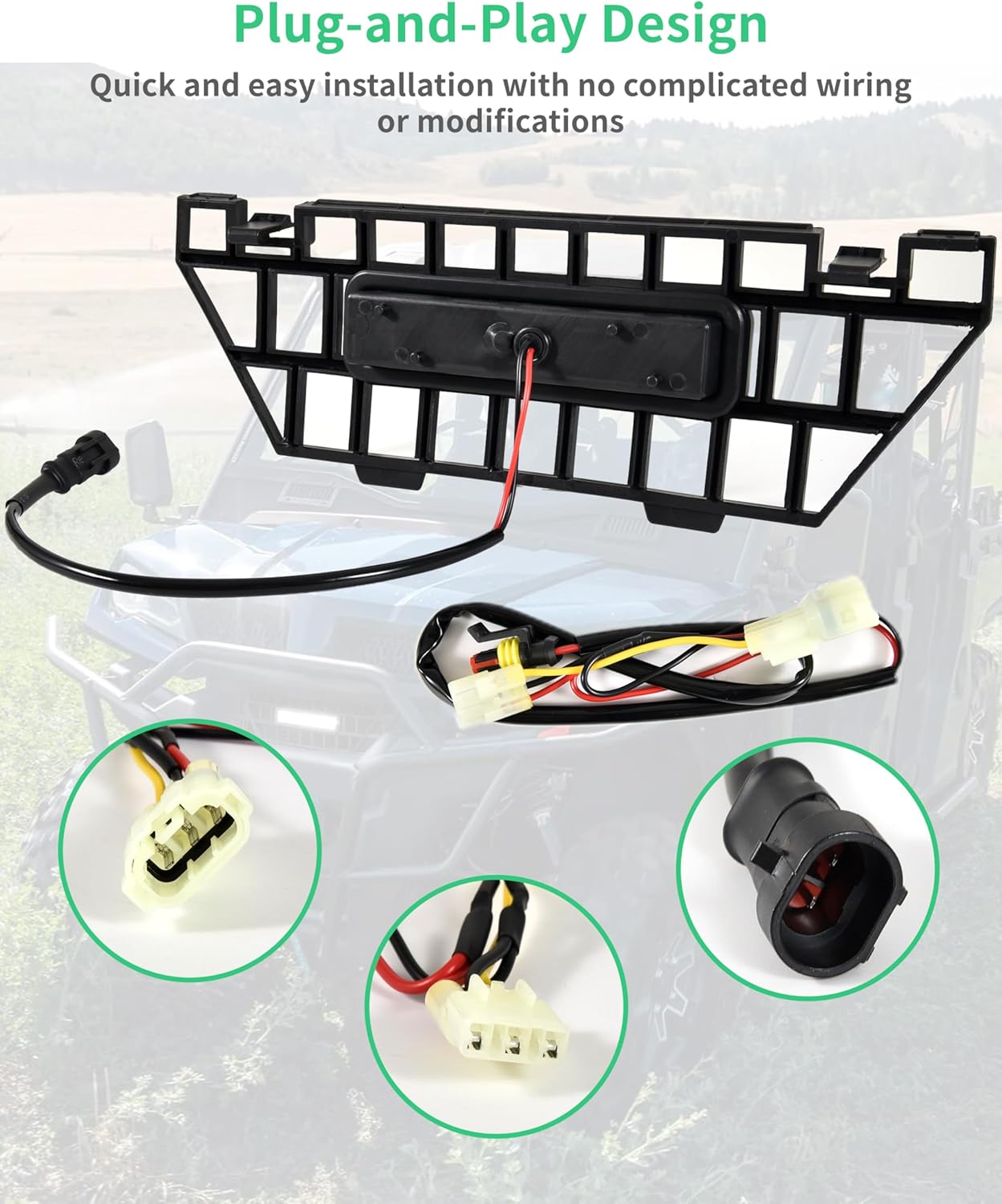 Front Mesh Grille with LED Accent Light Bar for CFMOTO UFORCE 1000 2019-2025/1000 XL 2022-2025 Accessories, Waterproof Radiator Screen with LED Accent Spotlight Bars