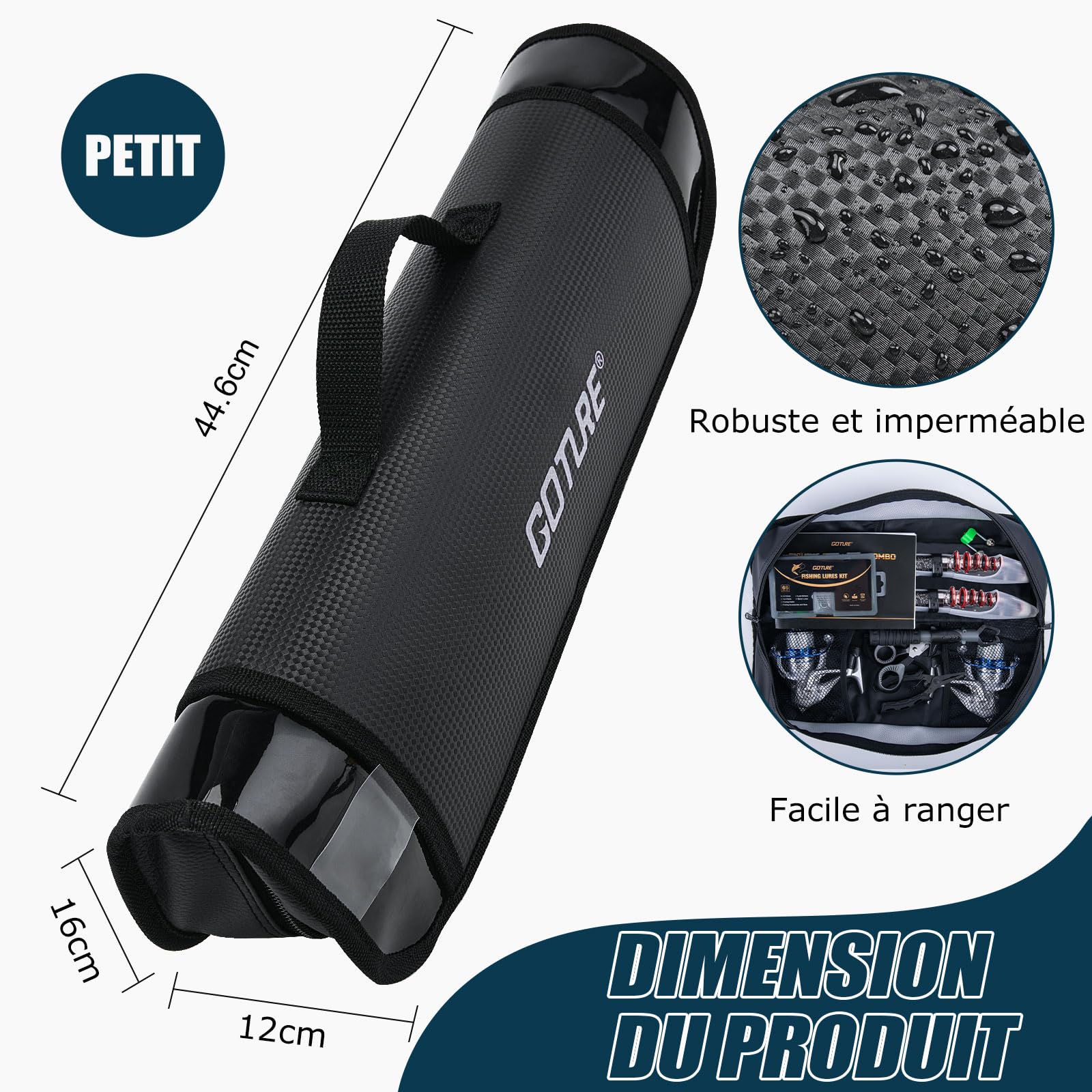 Goture Ensemble de Pêche Télescopique 2 Canne avec Moulinet 5,2:1 Sac de Transport Eau Salée Douce
